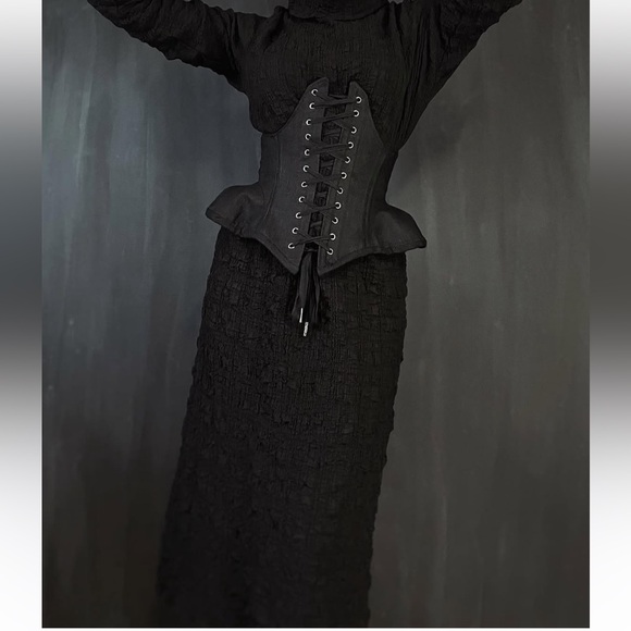 Nuit Black Mesh Maxi Skirt w/Pockets and Ribbon Size S/M - Picture 3 of 12